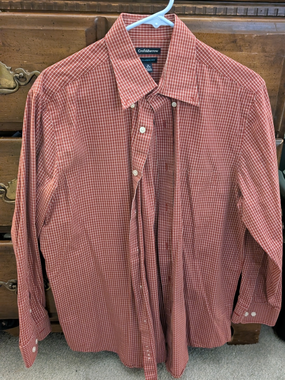 croft & barrow Men's Rust Red Check Button-Down Shirt